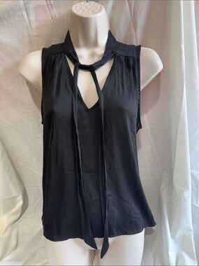 Forever 21 Sleeveless Black Tie-Neck Blouse - Women Tops